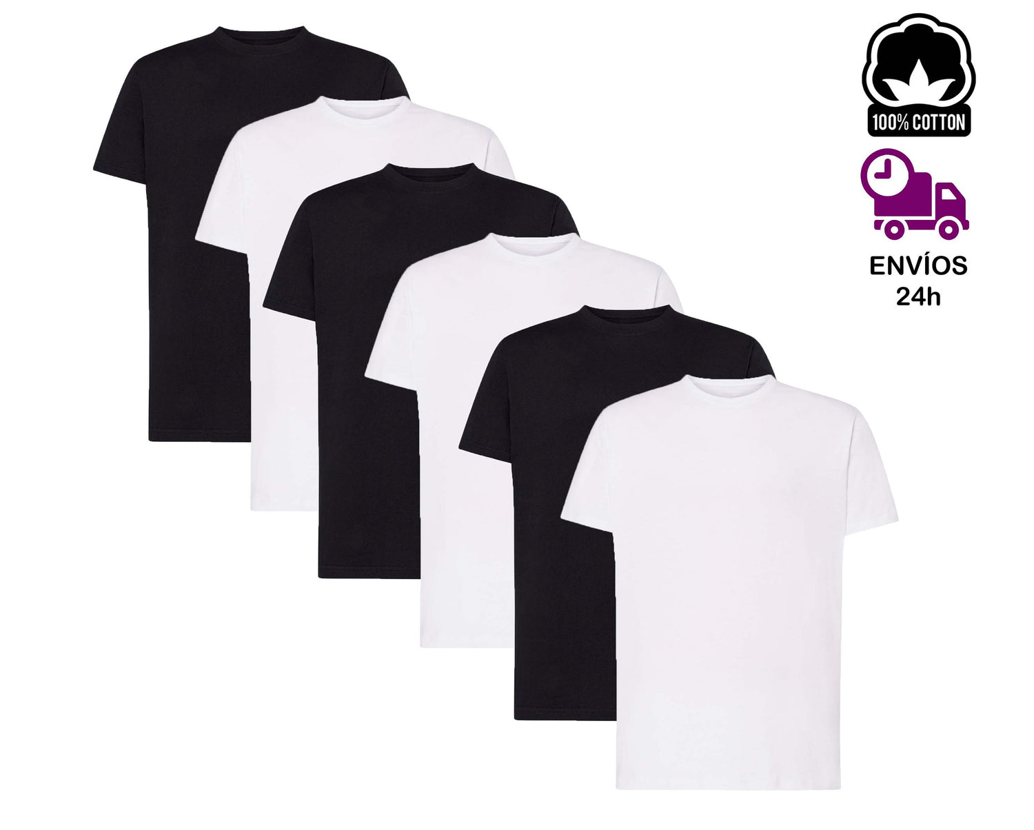 Camiseta básica de algodón pesado para hombre, 6.2 onzas, manga corta,  cuello en V, lisa, talla regular grande y alta